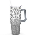 thumbnail image 2 of 40oz Fashion Leopard Pattern Stainless Steel Flip Straw Tumbler Spill Proof Travel Cup Double Wall Vacuum Insulated Coffee Mug with Top Handle, 2 of 6