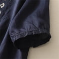 thumbnail image 7 of Women's Cotton Linen Shirts Button Up Half Sleeve Embroidered Trendy Casual Tops Travel Summer Beach Outfits (2XL, Navy), 7 of 7