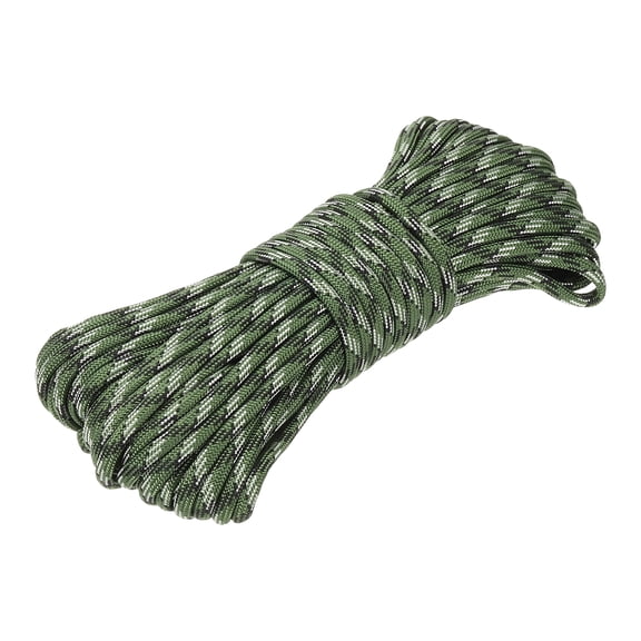 Uxcell Paracord Parachutes Cord Spool Survival Strong Rope Strings for Outdoor Use Army Green Camouflage 49 Feet