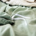 thumbnail image 2 of Move Over Sage Green Duvet Cover Set Queen, 100% Washed Microfiber, White Pom Poms Pattern, Green Bedding Sets, No Filling, 2 of 9