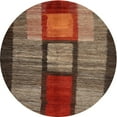 thumbnail image 1 of Ahgly Company Indoor Round Contemporary Saffron Red Abstract Area Rugs, 6' Round, 1 of 6