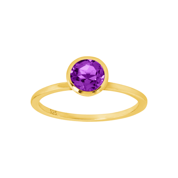 Women's Finecraft 3/4 ct Natural Amethyst Solitaire Ring in 18kt Gold-Plated Sterling Silver
