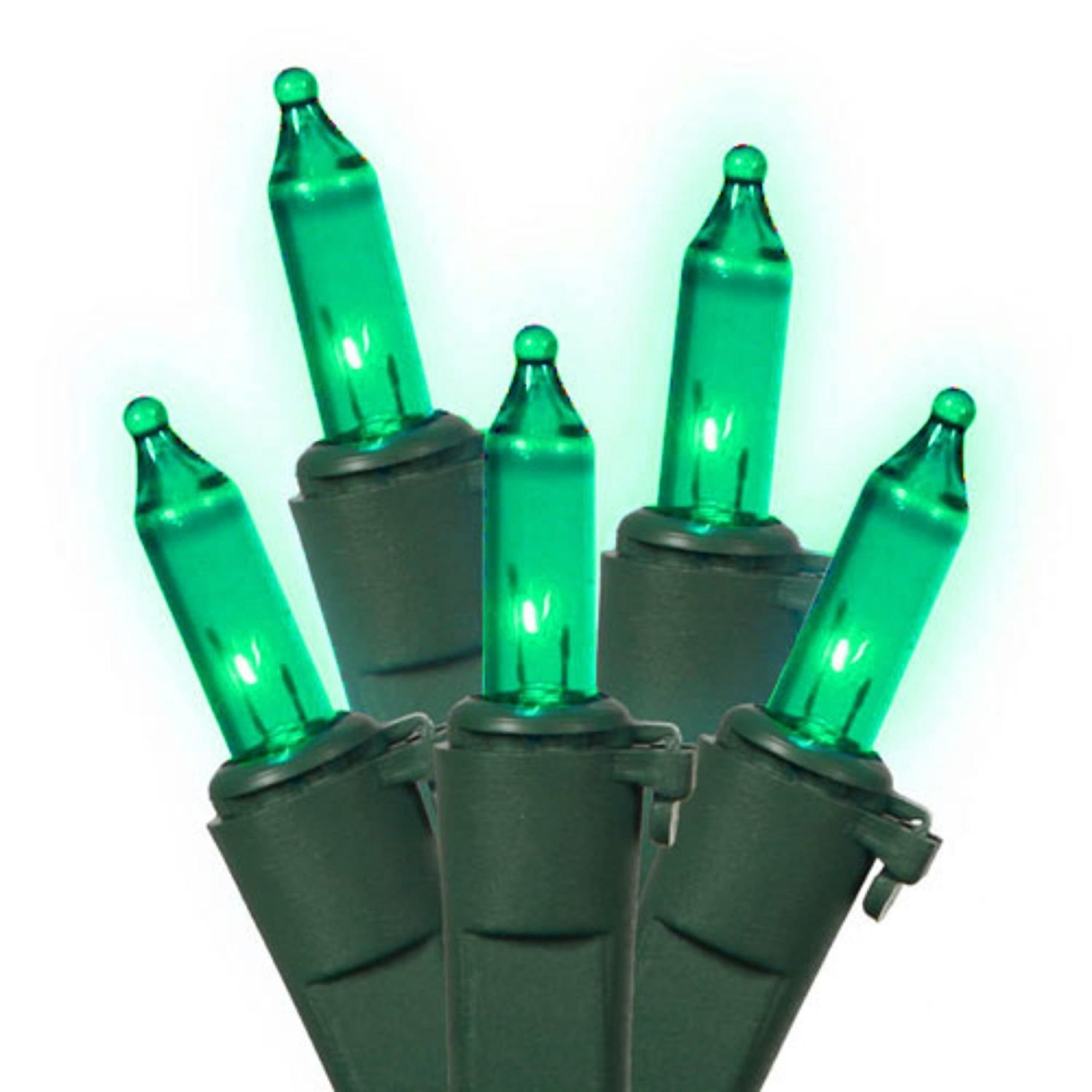 100Count Teal Green Mini Christmas Lights Green Wire