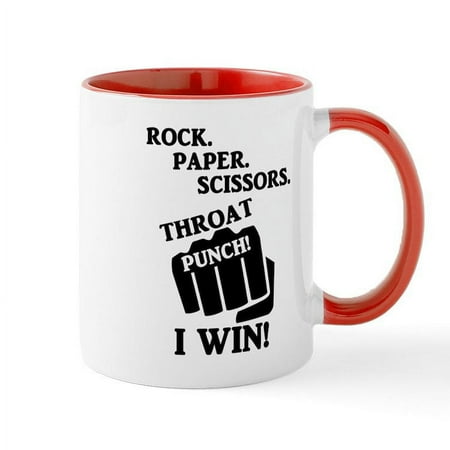 

CafePress - Rock Paper Scissors Throat Punch! I Win! Mugs - 11 oz Ceramic Mug - Novelty Coffee Tea Cup