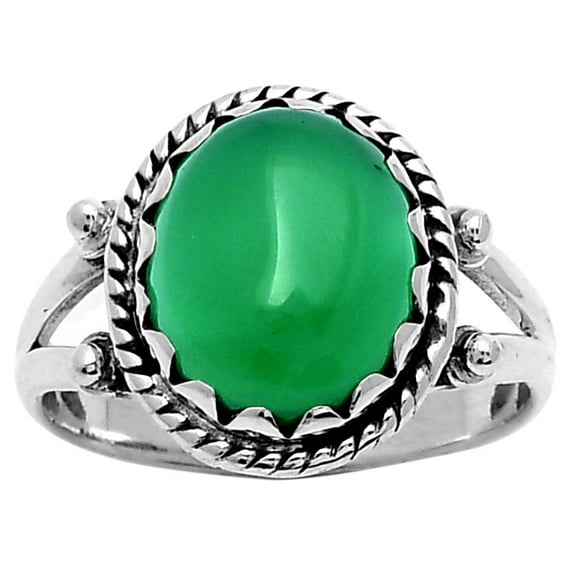 Natural Green Onyx 925 Sterling Silver Ring s.8 Jewelry R-1474 SDR159569