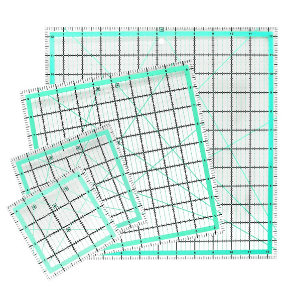 4PCS Square Quilting Ruler (12.5/9.5/6/4.5Inch) Sewing Acrylic Anti-Slip DIY Tools