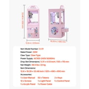 KFFKFF Medium-Sized Claw Crane Machine with Lights & Sounds, Adjustable Steel Claws, Toy and Candy Grabber Prize Dispenser for Events, Home, and Entertainment Venues, Pink
