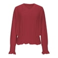 thumbnail image 3 of Maean Women V Neck Top Puff Long Sleeve Cropped Blouse Fashion Hollow out Fall Trendy Shirts Clothes, 3 of 7