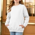 thumbnail image 2 of akafmk Girls Crewneck Sweatshirts Long Sleeve Pullover Tops Solid Color Casual Sweatshirt with Pocket Fall Winter Clothes for Daily School Wear, Size 7-8 Years, 2 of 7