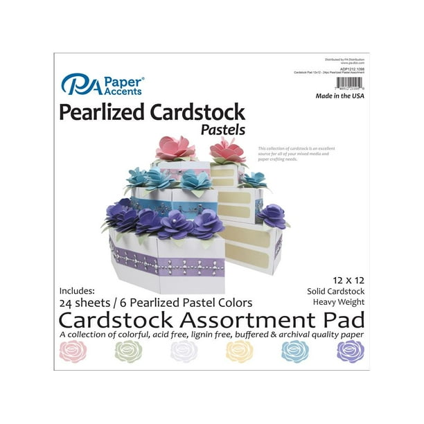 Cardstock Pad 12x12 24pc Pastel Pearlized Ast