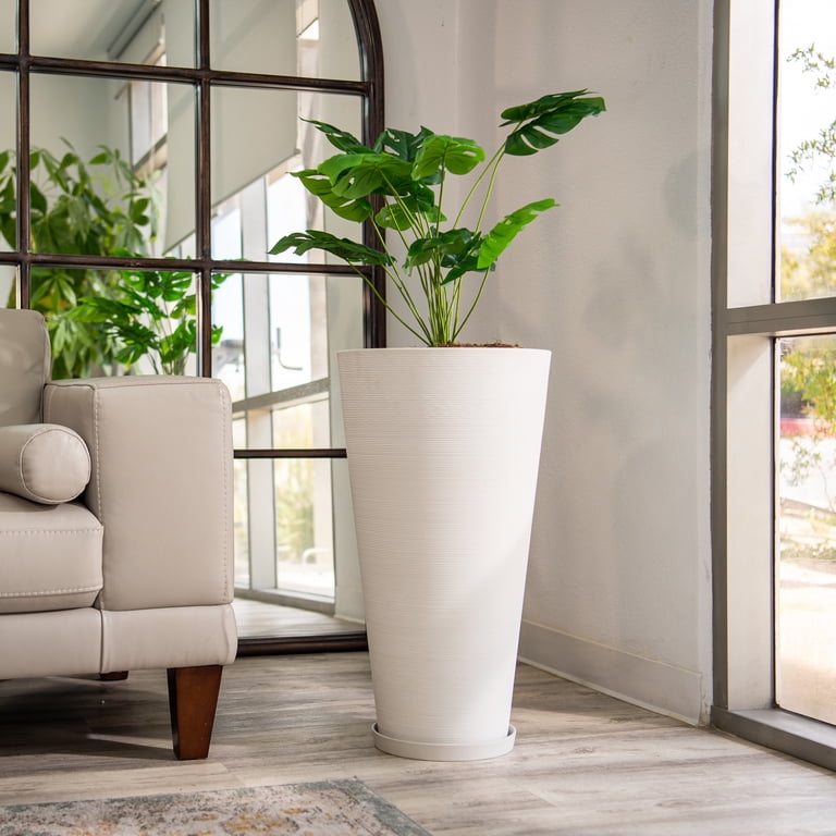 XBrand Modern 28-Inch Tall Round Planter, Modern Tapered Planter Perfect  for Indoor & Outdoor Planter, Patio Dcor, Set of 2, Gray - Walmart.com