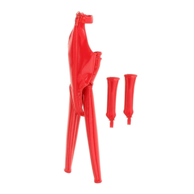 Mono de piel sintética para mujer, escala 1/6, para figuras de acción de 12 pulgadas, accesorios de ropa rojo