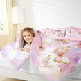 thumbnail image 5 of Manfei Chic Butterfly Full Size Comforter Sets,Golg Glitter Print Bedding Comforter Set,Pink White Bedding Sets For Girls Kids,Breathable Home Decor Reversible,3 Pieces, 5 of 9