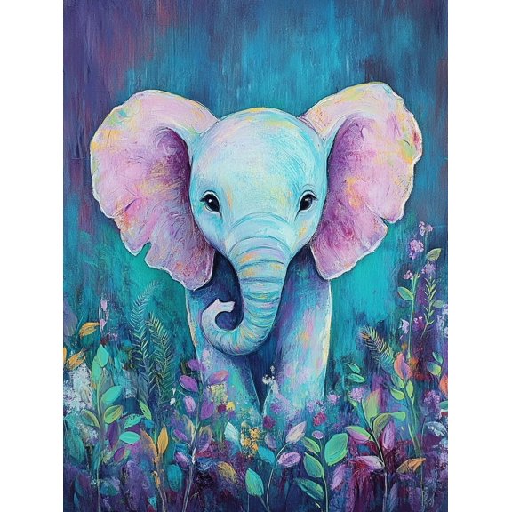 Cute Baby Elephant Canvas Wall Art Perfect for Living Room Bedroom Nursery Office and Hallway Decoration