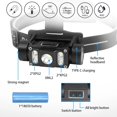 thumbnail image 5 of Linterna frontal recargable, 1200 lúmenes, linterna LED superbrillante, 6 modos de grado ajustable, faro resistente al agua para adultos, camping, senderismo, correr al aire libre, 5 of 5