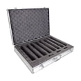 thumbnail image 1 of Fiocias Microphone Carry Case Handheld Aluminum Alloy Organizer with Sponge Compartment Protective Box And Portable Handle Buckle Suitable for Broadcasting Ro Silver, 1 of 8