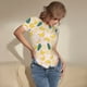 thumbnail image 3 of Balery Banana With Leaves Body de cuello redondo de manga corta para mujer Tops de manga corta Tops básicos-Large, 3 of 7