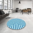 thumbnail image 4 of Ahgly Company Machine Washable Indoor Round Transitional DodgerBlue Area Rugs, 5' Round, 4 of 7