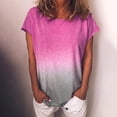 thumbnail image 2 of Gradient Color T Shirts for Women Crew Neck Short Sleeve Tees Summer Breathable T Shirt Hot Pink S, 2 of 7