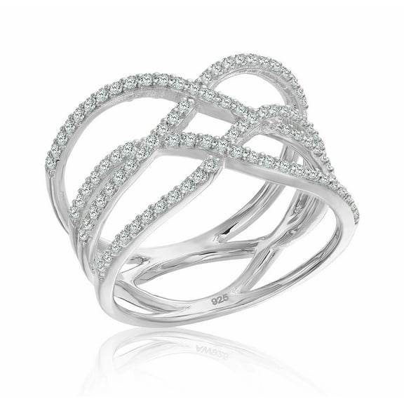 Multi Criss Cross Diamond Engagement Ring 2.3 Ct Diamond 14K White Gold Over