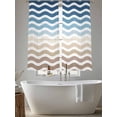 thumbnail image 6 of Navy Blue Brown Ombre Moire Semi Sheer Curtains 63 Inch Length 2 Panels Set, Water Ripple Stripe Farmhouse Sheer Kitchen Curtain Privacy Voile Window Curtain for Living Room Bedroom Rod Pocket Drapes, 6 of 7