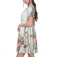 thumbnail image 4 of Vsdgher Vintage Wood with Floral for Womens Summer 2025 Casual Midi Maxi Dresses Lightweight Short Sleeve Round Neck Beach Dress -3X-Large, 4 of 6