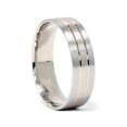 thumbnail image 3 of Mens Two Tone Brushed Wedding Band 14K White & Yellow Gold, 3 of 3