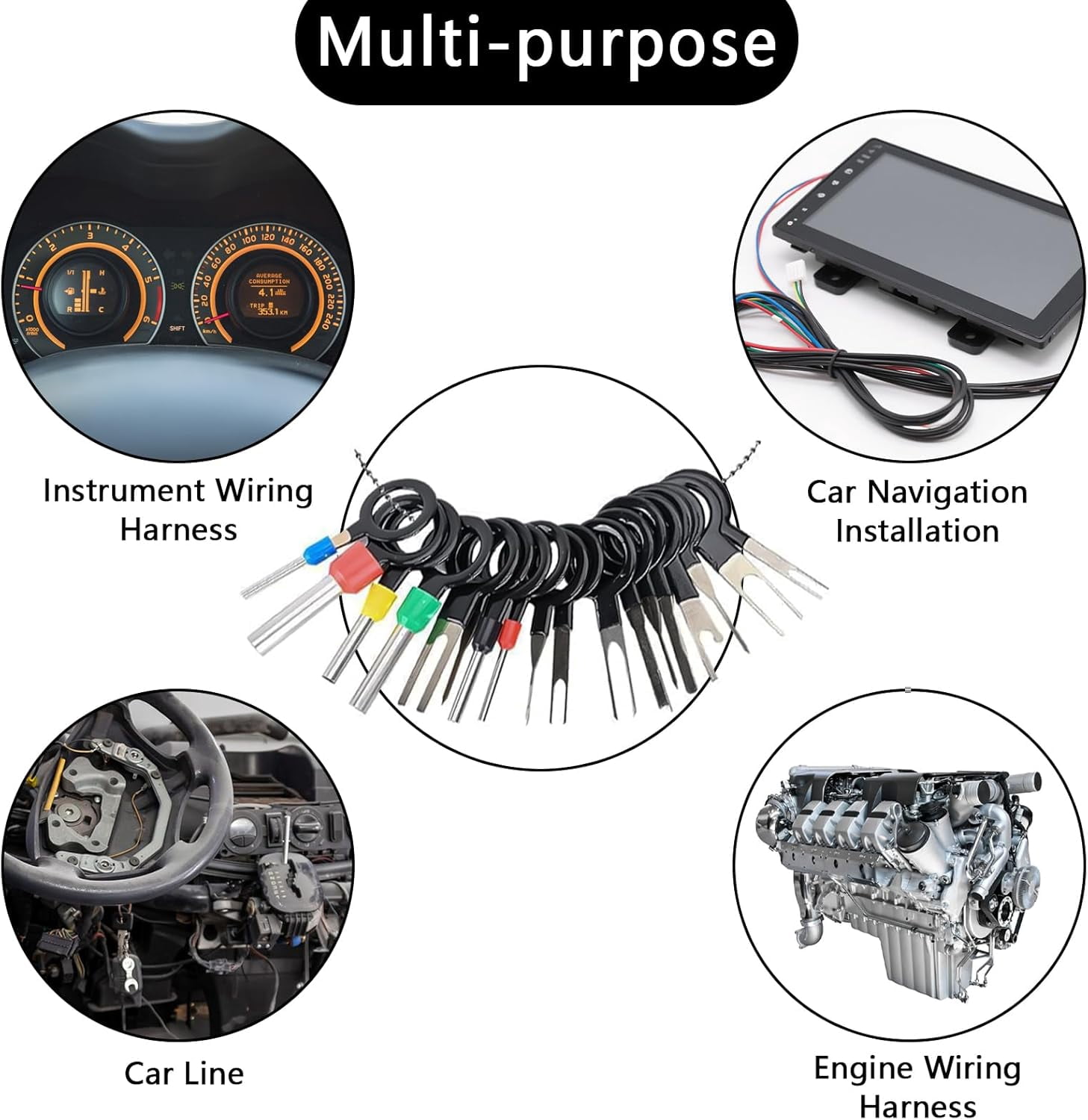 5pcs Electrical Disconnect Pliers and Connector Separator Tool for Cars, with Hose Clamp Pliers and Terminal Pin Removal Tool Set