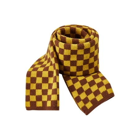 

Gureui Toddler Infant Baby Boys Girls Warm Scarf Casual Plaid Pattern Autumn Winter Knitted Elastic Neckerchief Simple Style Neck Accessories