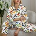 thumbnail image 6 of Yiaed Home construction tools Print Pajamas Women's Long Sleeve Sleepwear Soft Button Down Loungewear Pjs Lounge Set Nightwear Womens Pajama Pants-X-Large, 6 of 7