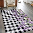 thumbnail image 2 of Lavender Floral Area Rugs 2.7'x5', Washable Small Throw Rugs for Kitchen Bedroom, Purple Flowers Butterfly Black Gray Plaid Indoor Outdoor Rug Non-Slip Low Pile Carpet Runner Reversible Floor Mats, 2 of 8