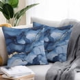 thumbnail image 4 of Outdoor Throw Pillows Covers 18X18 Set of 2 Waterproof Navy Blue and Gold Marble Texture Decorative Zippered Cushion Covers for Patio Furniture, Abstract Lines Lumbar Pillowcases, 4 of 8