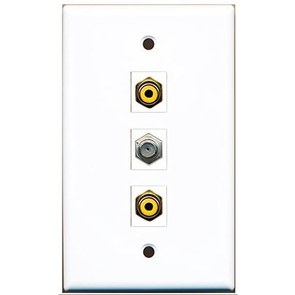 RiteAV - 2 Port RCA Yellow and 1 Port Coax Cable TV- F-Type Wall Plate