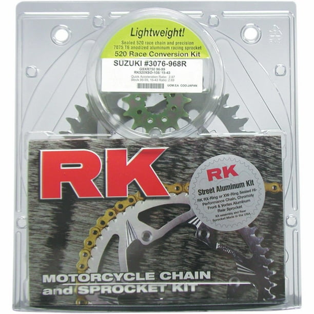 RK 3066118DG 520 Aluminum Race Chain/Sprocket Kit Gold