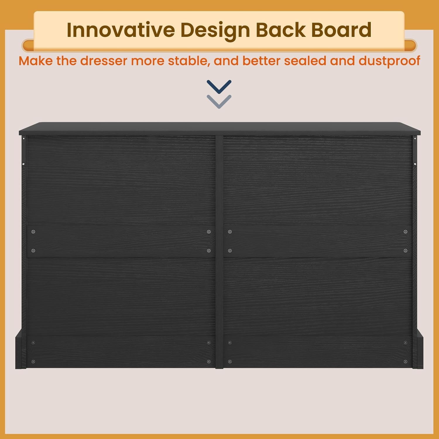 Black Dresser with 8 Drawers for Bedroom Wide Chest of Drawers Storage Cabinet for Living Room
