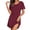 Dark Red, variant on Bamboo Viscose Nightgowns for Women Ruffled Short Sleeve Sleepshirts Soft Pajamas Dress with Chest Pocekts S-3XL