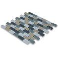 thumbnail image 3 of Gray Blue Grey Beige and Bluish White Glass 1x2 Brick Mosaic Tile Kitchen Bath Wall Floor Backsplash Shower (1 Sheet), 3 of 3