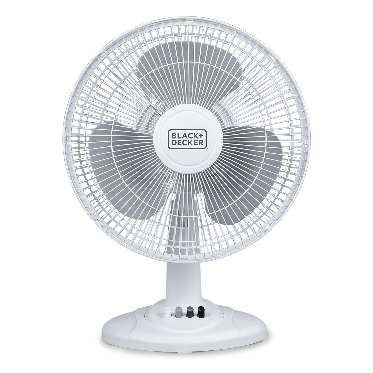 BLACK+DECKER BFDT12SW 12-In. 3-Speed Oscillating Portable Table Fan, White