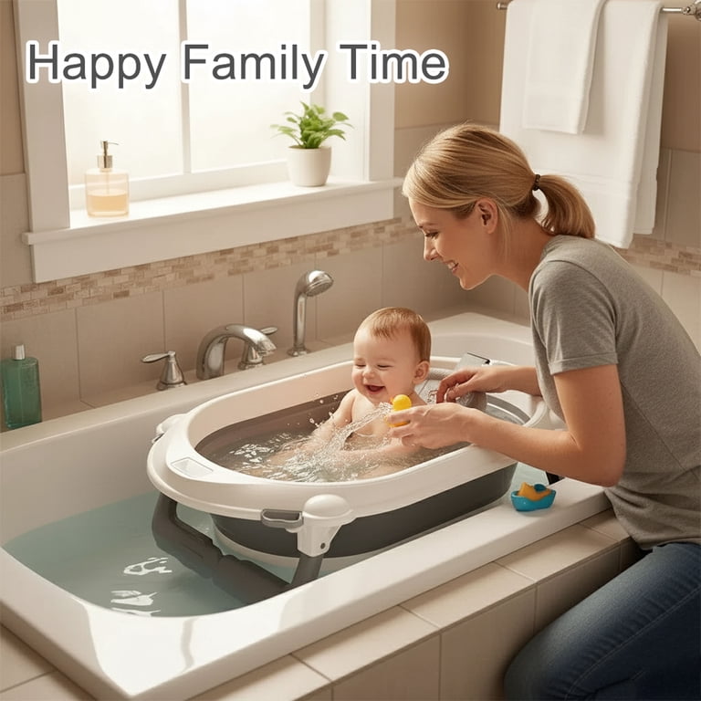 Oioane Collapsible Baby Bath Tub with Thermometer photo 7