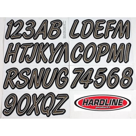 Hardline Boat Lettering Registration Kit 3 in. - 400 Titan Grey/Black