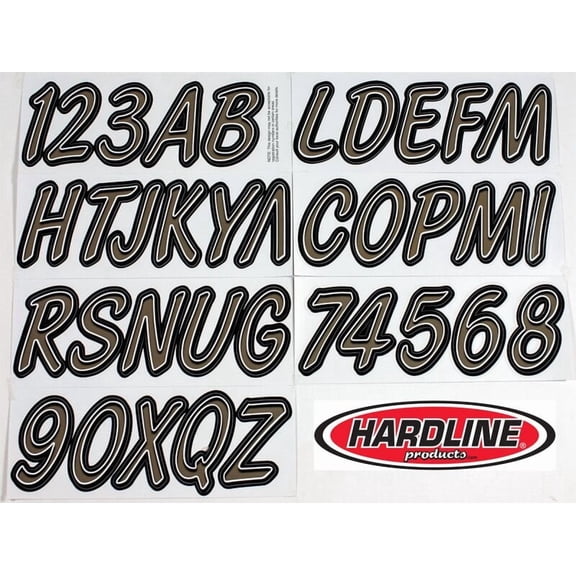 Hardline Boat Lettering Registration Kit 3 in. - 400 Titan Grey/Black