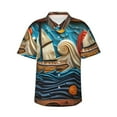 thumbnail image 1 of Fotbe Whimsical Sailboat Ocean Art Camisa Hawaiana para Hombre Unisex – Camisa Casual de Verano con Botones de Manga Corta de Algodón y Lino,3X-Large, 1 of 7