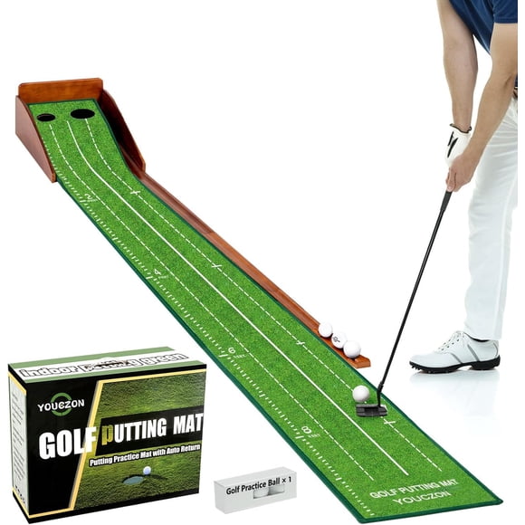 Putting Green YOUCZON Indoor con devolución automática de bolas y base de madera