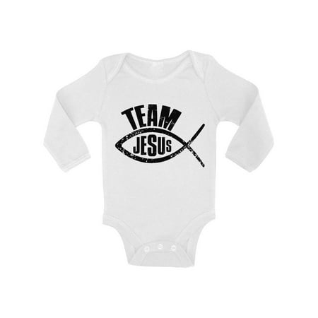 

Awkward Styles Team Jesus Baby Bodysuit Long Sleeve Black Romper for Kids Fish Romper for Boys Christian One Piece for Girls Jesus Romper for Children Christian Gifts for Child Newborn Clothing
