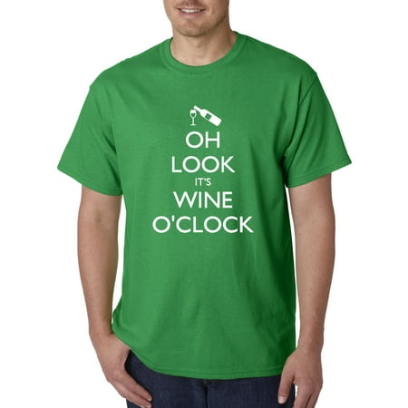 795 - Unisex T-Shirt Oh Look It's Wine O'Clock Time Drinking 3XL Kelly (Best Time To Drink Red Wine)
