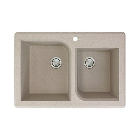 Transolid RTDO3322-16 Radius 330625-in x 220625-in x 95 Granite 1-34 Offset Double Drop-in Kitchen Sink with 1 Pre-Drilled Faucet Hole Cafe Latte