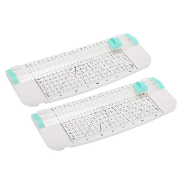 Unique Bargains 9 Inch Paper Cutter, 2 Pcs Portable Paper Trimmer Slicers Scrapbooking Tool for A5 Size Paper, White Green
