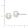 thumbnail image 5 of 925 Sterling Silver 8-9mm White FW Cultured Button Pearl Stud Earrings, 5 of 5