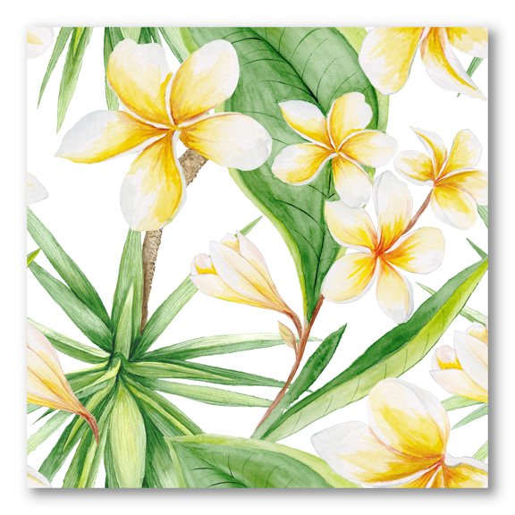 Designart ' Yellow Flowers and Tropical Foliage X ' Traditional Canvas Wall Art Print
