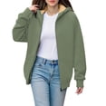 thumbnail image 2 of Green Sweatshirt for Women's Fashion Casual Pocket Long Sleeve Hooded Fleece Composite Sweatshirt Womens Fall Tops, 2 of 5